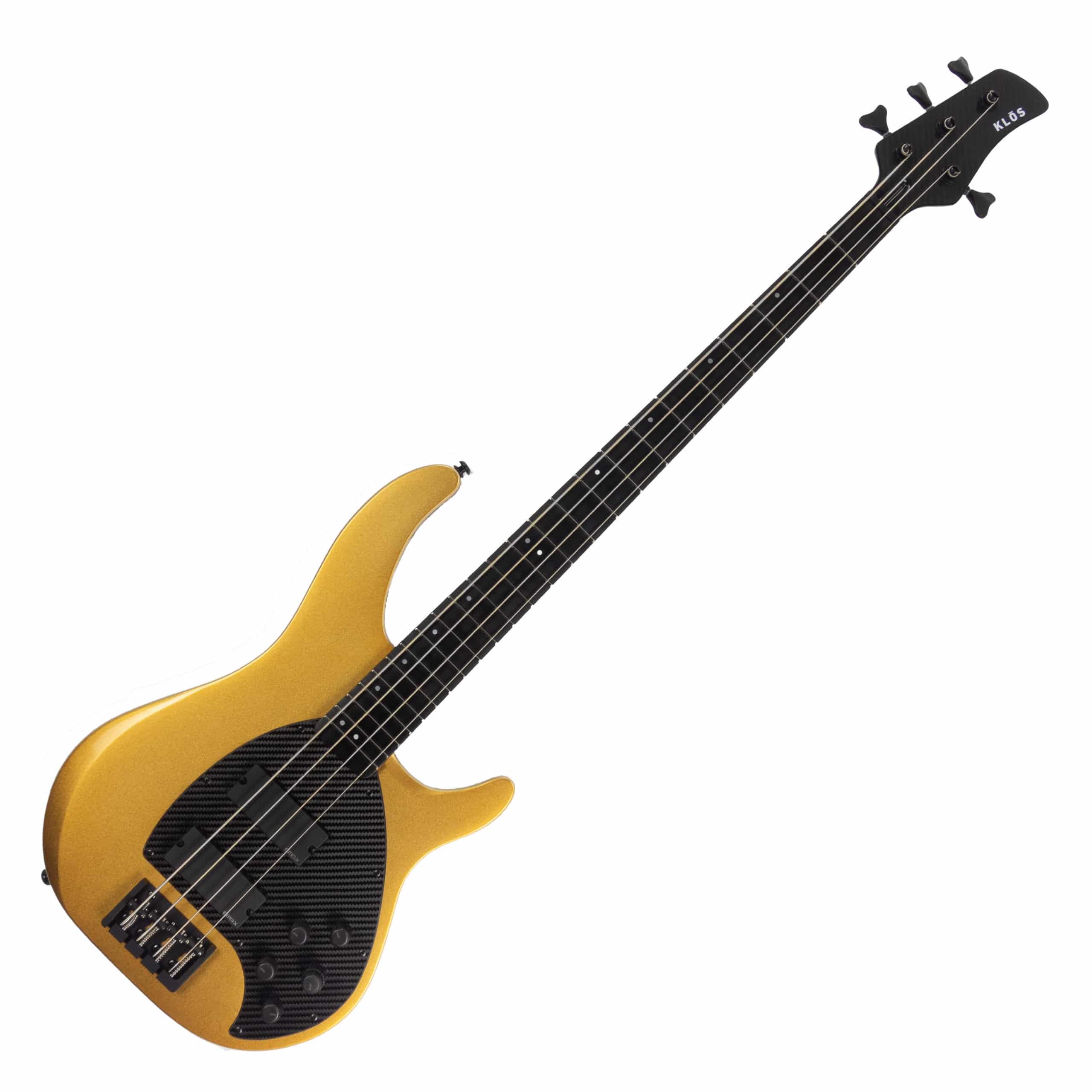 KLOS Apollo IV Custom Bass – Mahogany body / Gold Finish – Carbon Fiber neck –  NEW! 3 band EMG EQ & Pick up system – 8.1 pounds